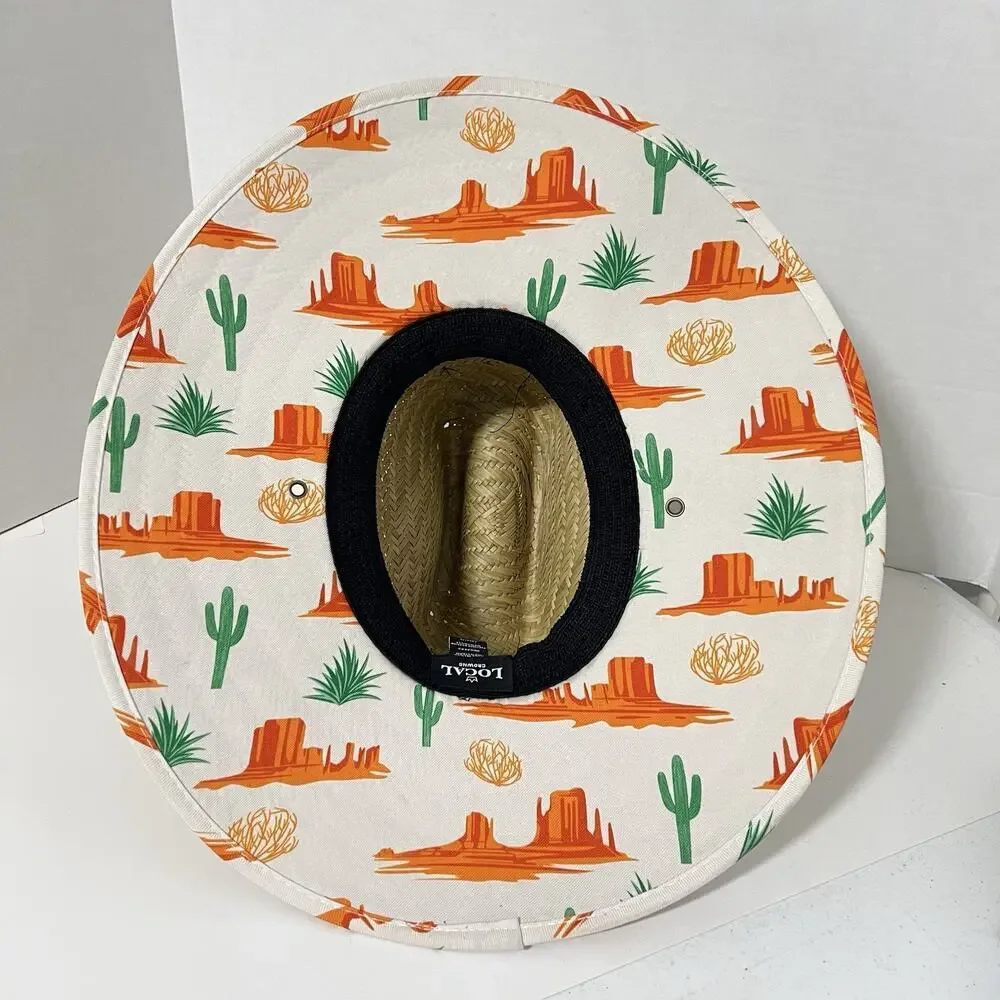 Local Crowns Raffia Straw Hat Texas Patch Wide Brim One Size